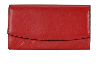 Burberry Embossed Continental Wallet, &pound;110, Accessories, Red, Leather, Front view